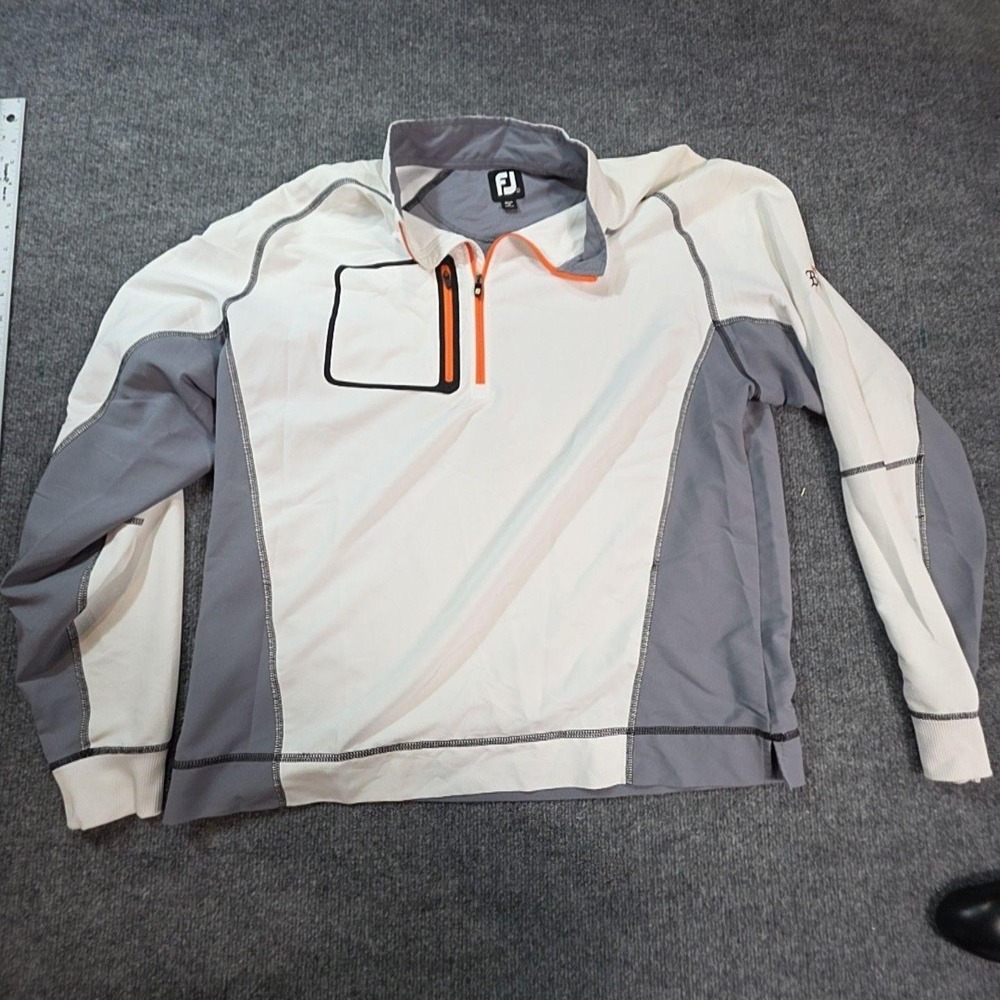 FootJoy Jacket Mens Large White Colorblock Windbreaker 1/4 Zip Golf Pullover